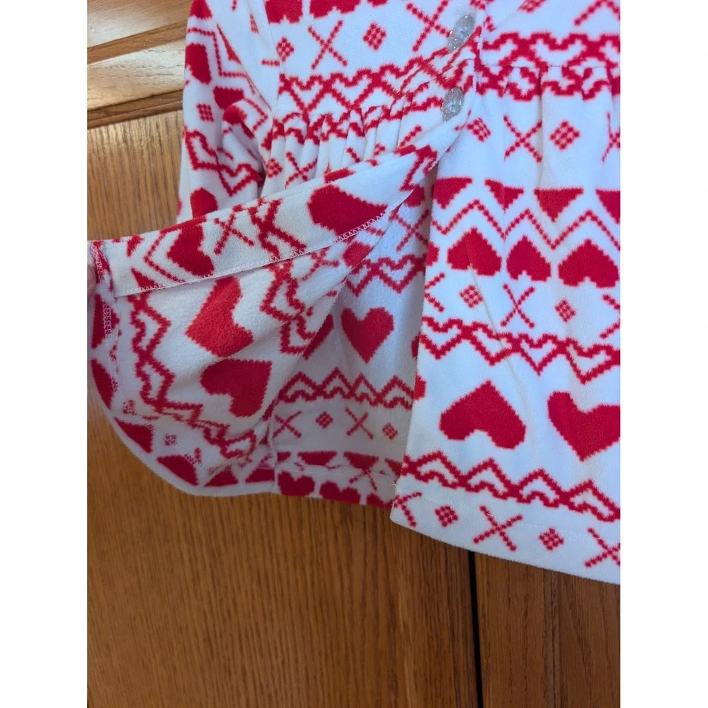 Carters Baby Girls 24M Red White Heart Fair Isle Fleece Hooded Jacket Coat 24 Mo